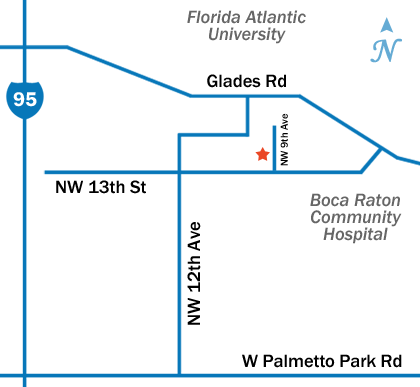 Map to Office off Ronald Hawk, DDS in Boca Raton, FL